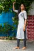 Picture of Plus Size Rubby Silk Thread Embroidery Kurti In Grey Colour