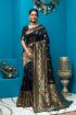 Picture of Black Banarasi Silk Jacquard Woven Saree with Blouse
