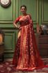 Picture of Red & Mehendi Banarasi Silk Jacquard Woven Saree with Blouse