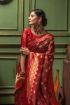 Picture of Red & Mehendi Banarasi Silk Jacquard Woven Saree with Blouse
