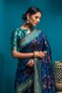Picture of Blue Banarasi Silk Jacquard Woven Saree with Blouse