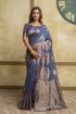 Picture of Blue Span Cotton Jacquard Woven Saree with Blouse