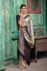Picture of Grey Banarasi Silk Blend Jacquard Woven Saree with Blouse