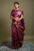 Picture of Magenta Banarasi Silk Blend Jacquard Woven Saree with Blouse