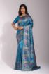Picture of Aqua Blue Banarasi Silk Blend Jacquard Woven Saree with Blouse
