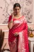 Picture of Rani Pink Banarasi Silk Blend Jacquard Woven Saree with Blouse