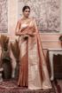 Picture of Chiku Banarasi Silk Blend Jacquard Woven Saree with Blouse