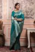 Picture of Rama Green Banarasi Silk Blend Jacquard Woven Saree with Blouse
