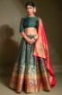 Picture of Dark Green Banarasi Silk Jacquard Woven Lehenga Choli