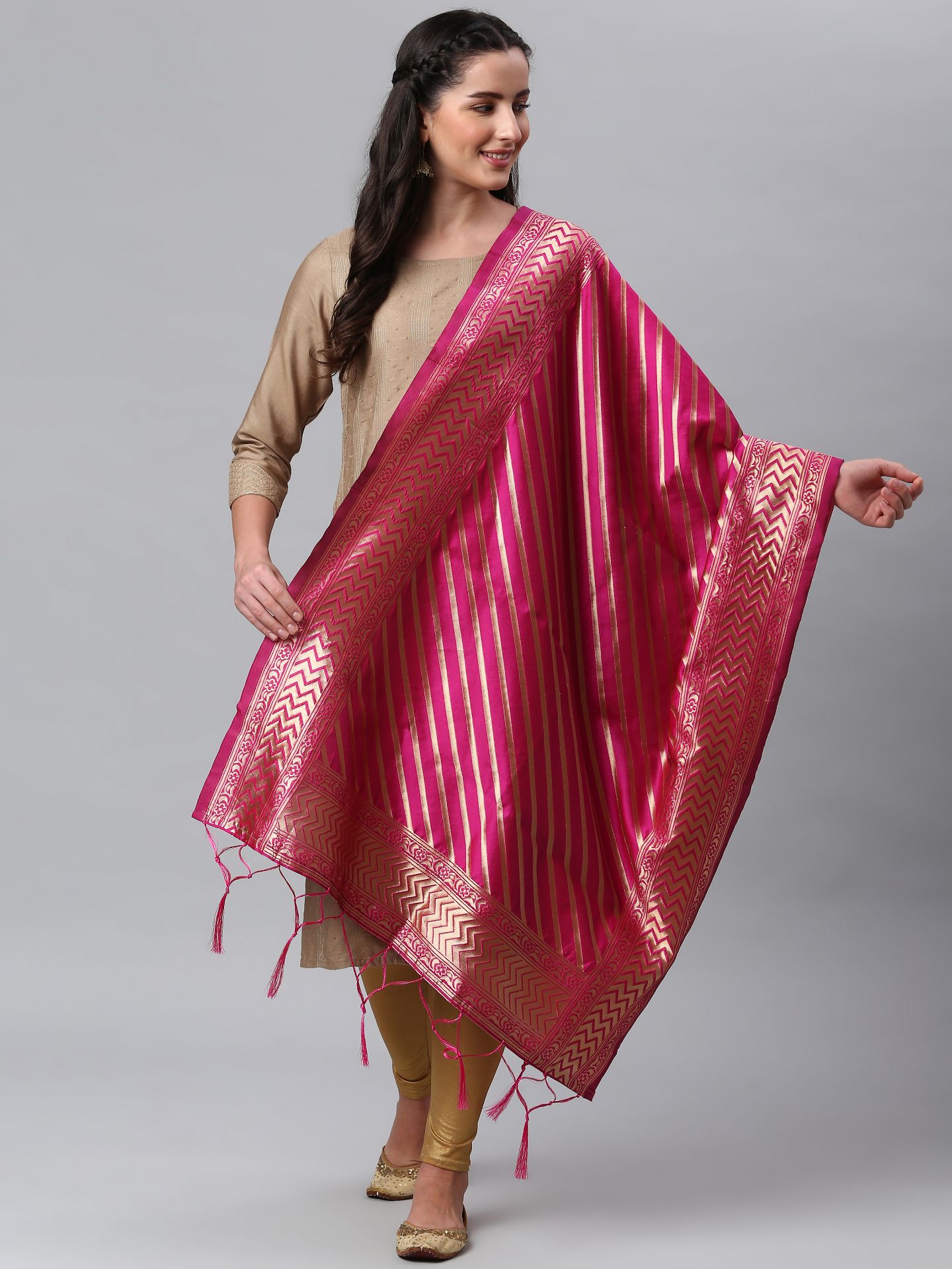 Picture of RaniPink Banarasi Silk Jacquard Woven Dupatta